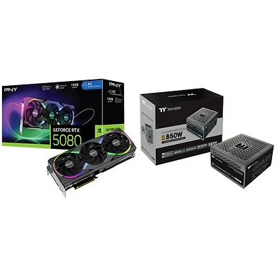 PNY NVIDIA GeForce RTX 5080 16GB GDDR7 Video Card with 850-Watt ATX Modular Power Supply