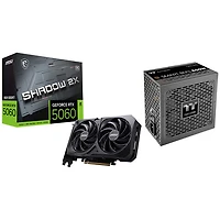 MSI GeForce RTX 5060 Shadow 2X OC 8GB GDDR7 Video Card with 850-Watt ATX3.1 Semi-Modular Power Supply