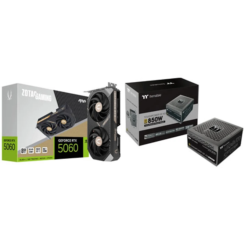 ZOTAC Gaming GeForce RTX 5060 AMP 8GB GDDR7 Video Card with 850-Watt ATX Modular Power Supply