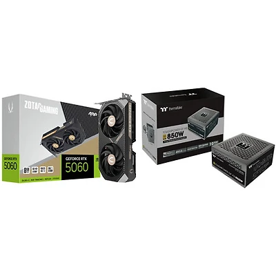 ZOTAC Gaming GeForce RTX 5060 AMP 8GB GDDR7 Video Card with 850-Watt ATX Modular Power Supply