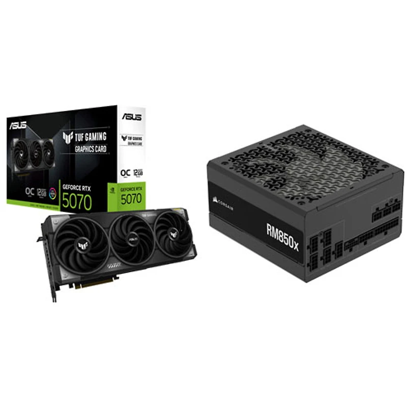 ASUS TUF Gaming GeForce RTX 5070 OC 12GB GDDR7 Video Card & Corsair RMx 850-Watt ATX Power Supply