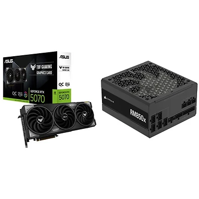 ASUS TUF Gaming GeForce RTX 5070 OC 12GB GDDR7 Video Card & Corsair RMx 850-Watt ATX Power Supply