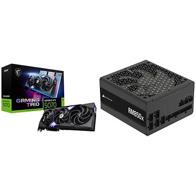 MSI GeForce RTX 5070 Gaming Trio OC 12GB GDDR7 Video Card & Corsair RMx 850-Watt ATX Power Supply