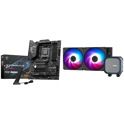 MSI X870 Gaming Plus Wi-Fi 7 ATX AM5 Motherboard with CoreLiquid ARGB Liquid CPU Cooling System - Black