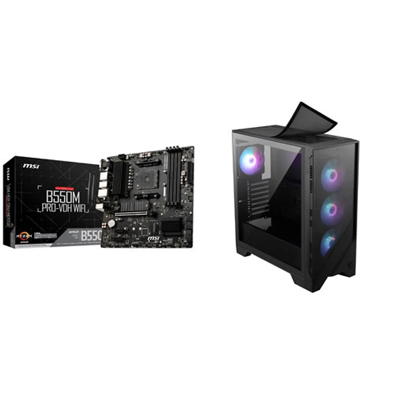 MSI B550M PRO-VDH WIFI Micro-ATX LGA AM4 DDR4 Motherboard with MAG Forge 321R Airflow ATX Computer Case