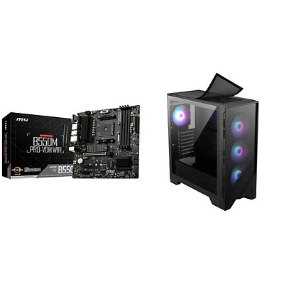 MSI B550M PRO-VDH WIFI Micro-ATX LGA AM4 DDR4 Motherboard with MAG Forge 321R Airflow ATX Computer Case