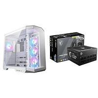 MSI MAG Pano 100R PZ Mid-Tower ATX Computer Case with 750W Fully Modular ATX 3.0 Power Supply - White