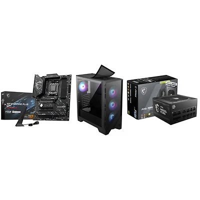 Carte mère X870 Gaming Plus Wi-Fi 7 ATX AM5 de MSI avec tour Forge 321R Airflow ATX et bloc d'alimentation 850 W
