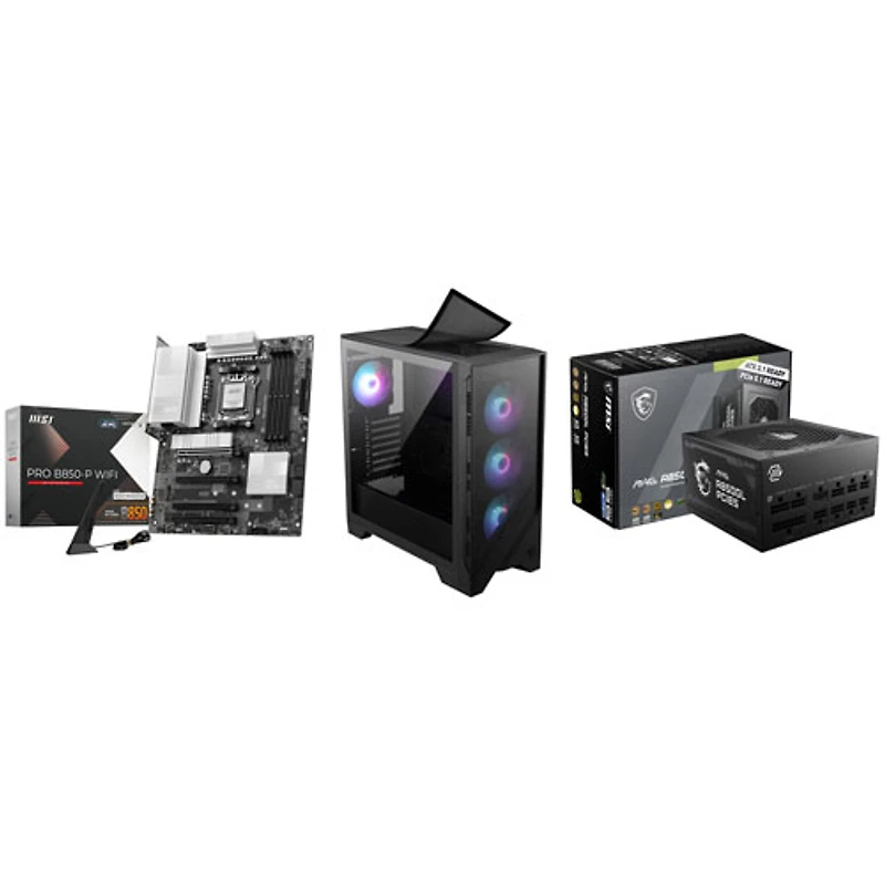 MSI Pro B850-P WIFI ATX AM5 Motherboard with Forge 321R Airflow ATX Computer Case & 850W Power Supply