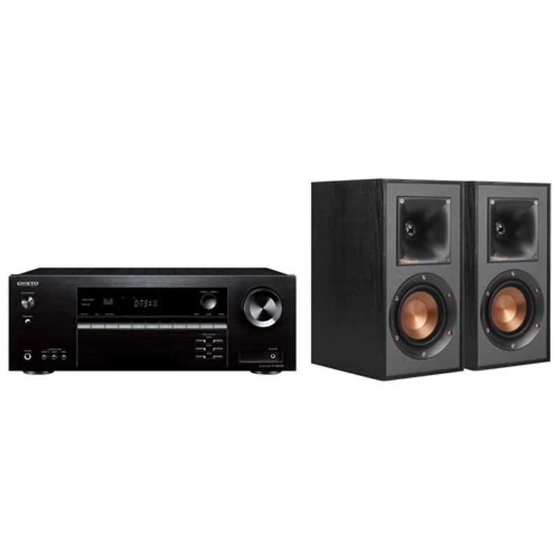 Onkyo TX-NR5100 7.2 Channel 8K UHD Network AV Receiver w/ Klipsch R41M 50-Watt Bookshelf Speaker - Pair - Black