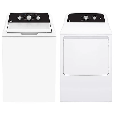 GE 4.4 Cu. Ft. Top Load Washer & 6.2 Cu. Ft. Electric Dryer - White