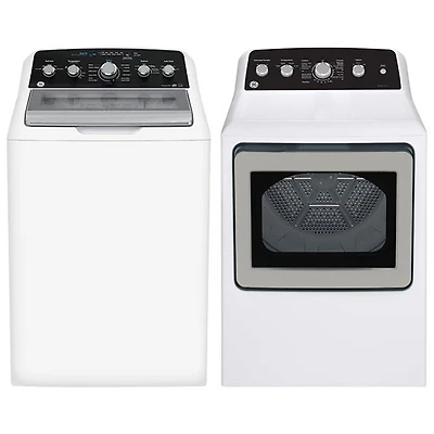 GE 4.9 Cu. Ft. Top Load Washer & 7.2 Cu. Ft. Electric Dryer - White