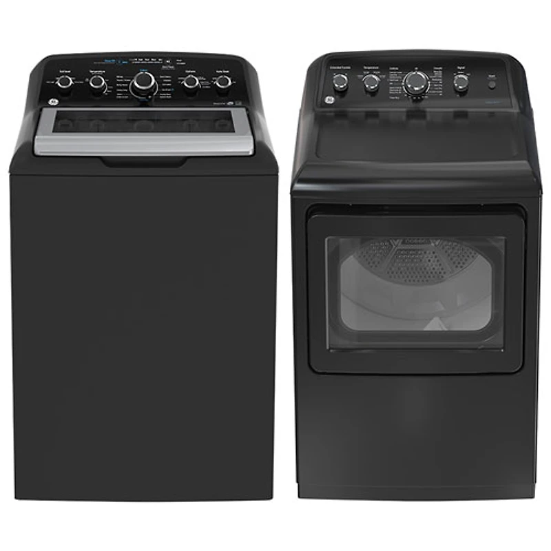 GE 4.9 Cu. Ft. Top Load Washer & 7.2 Cu. Ft. Electric Dryer - Diamond Grey