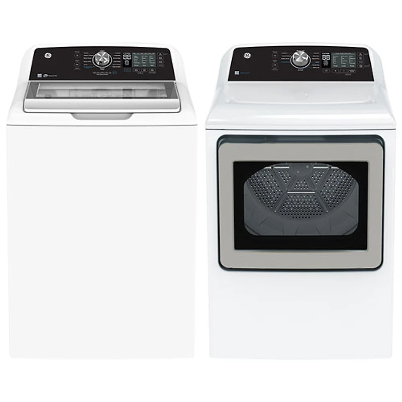 GE 5.3 Cu. Ft. Top Load Washer & 7.4 Cu. Ft. Electric Dryer - White