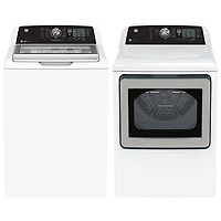 GE 5.3 Cu. Ft. Top Load Washer & 7.4 Cu. Ft. Gas Dryer - White