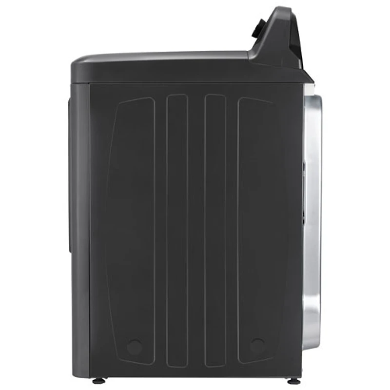 Laveuse à chargement par le haut avec agitateur 5,2 pi³ et sécheuse électrique 7 pi³ de Midea - Acier inoxydable noir mat/Gris métallique