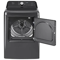 Laveuse à chargement par le haut avec agitateur 5,2 pi³ et sécheuse électrique 7 pi³ de Midea - Acier inoxydable noir mat/Gris métallique