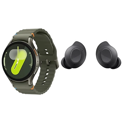 Montre intelligente Bluetooth de 44 mm Galaxy Watch7 et écouteurs boutons 100 % sans fil à suppression du bruit Buds FE de Samsung - Vert/Graphite