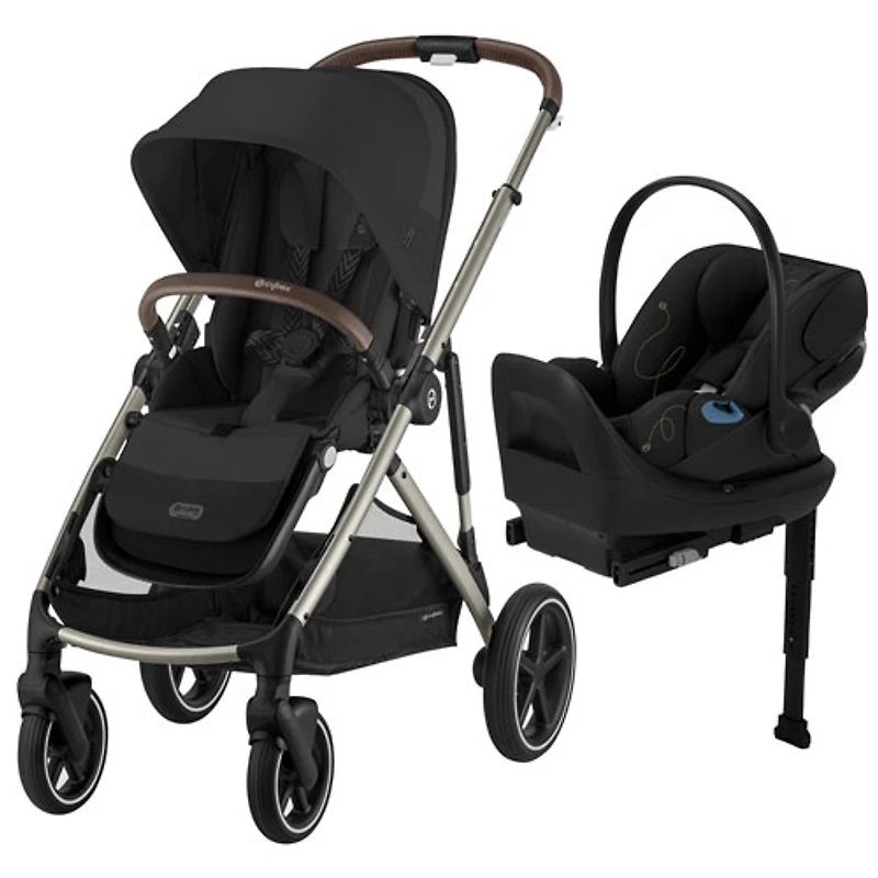 CYBEX Gazelle S Full-Size Convertible Stroller with Cloud G Rear - Facing Infant Car Seat - Taupe/Moon Black