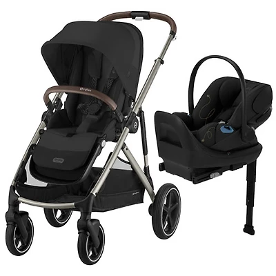 CYBEX Gazelle S Full-Size Convertible Stroller with Cloud G Rear - Facing Infant Car Seat - Taupe/Moon Black