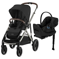 CYBEX Gazelle S Full-Size Convertible Stroller with Cloud G Rear - Facing Infant Car Seat - Taupe/Moon Black
