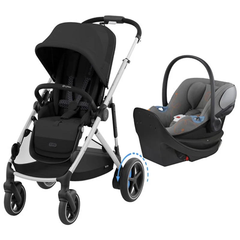 Cybex AVI Spin Jogging Stroller with Aton G Swivel Rear - Facing Infant Car Seat - Fog Grey/Lava Grey