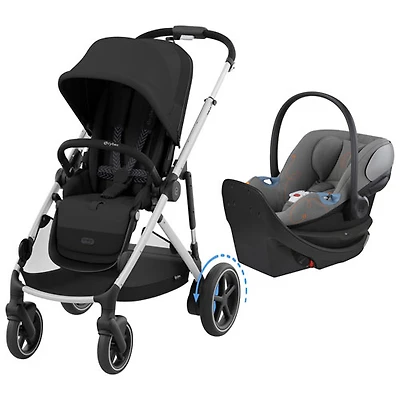Cybex AVI Spin Jogging Stroller with Aton G Swivel Rear - Facing Infant Car Seat - Fog Grey/Lava Grey