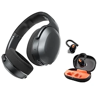 Skullcandy Crusher 540 Active Over-Ear Bluetooth Headphones & Push Play Active In-Ear True Wireless Earbuds - Coal/Black