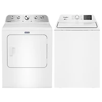 Whirlpool 4.8 Cu. Ft. High Efficiency Top Load Washer & Pet Pro 7.0 Cu. Ft. Electric Steam Dryer - White