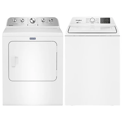 Whirlpool 4.8 Cu. Ft. High Efficiency Top Load Washer & Pet Pro 7.0 Cu. Ft. Gas Steam Dryer - White