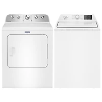 Whirlpool 4.8 Cu. Ft. High Efficiency Top Load Washer & Pet Pro 7.0 Cu. Ft. Gas Steam Dryer - White