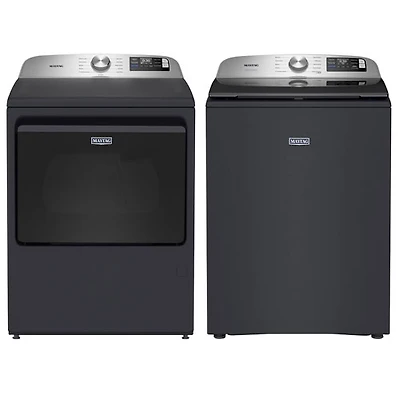 Maytag 6.0 Cu. Ft. High Efficiency Top Load Washer & .4 Cu. Ft. Gas Dryer - Midnight Steel