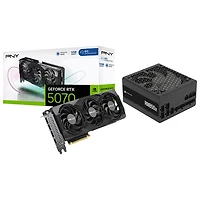 Carte graphique GeForce RTX 5070 OC GDDR7 de 12 Go de PNY avec bloc d'alimentation entièrement modulaire ATX de 850 W