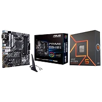 AMD Ryzen 5 7600X 6-Core 4.7GHz AM5 Processor with ASUS Prime B550M-A Wi-Fi II Micro-ATX AM4 Motherboard