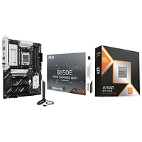 Processeur 12 coeurs Ryzen 9 9900X3D AM5 d'AMD et carte mère DDR5 AM5 Wi-Fi AMD B650E MAX Gaming d'ASUS