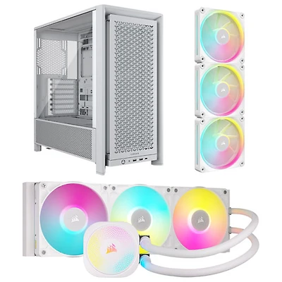 Système de refroidissement liquide pour processeur iCUE LINK Titan RX RVB 360 mm de Corsair avec trousse de départ à trois ventilateurs et tour d'ordinateur ATX