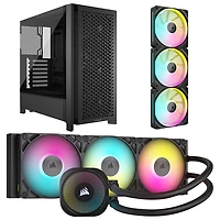 Système de refroidissement liquide pour processeur iCUE LINK Titan RX RVB 360 mm de Corsair avec trousse de départ à trois ventilateurs et tour d'ordinateur ATX