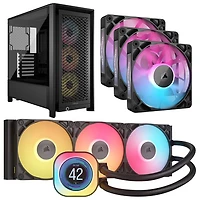 Système de refroidissement liquide pour processeur iCUE Link Titan RX ACL 360 mm de Corsair avec trois ventilateurs et tour d'ordinateur ATX ARGB - Noir