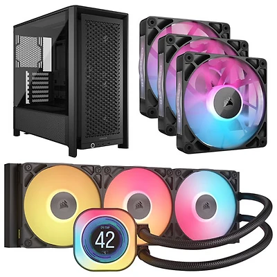 Système de refroidissement liquide iCUE Link Titan RX ACL 360 mm de Corsair avec trois ventilateurs et tour d'ordinateur ATX - Noir