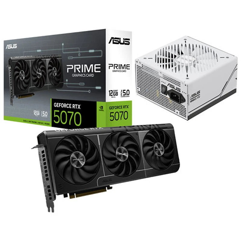 ASUS Prime GeForce RTX 5070 12GB GDDR7 Video Card with 850-Watt Gold ATX Modular Power Supply