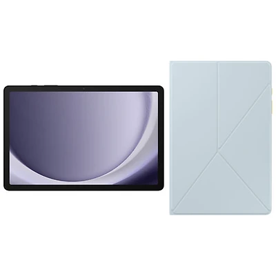 Tablette Galaxy Tab A9+ (Plus) Android 11 po 64 Go de Samsung à processeur SM6375 de Qualcomm avec étui Book Cover - Graphite/Bleu