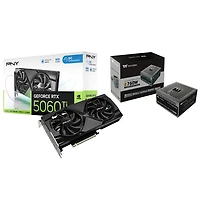 PNY GeForce RTX5060 Ti OC Dual-Fan 8GB GDDR7 Video Card with 750W ATX Modular Power Supply