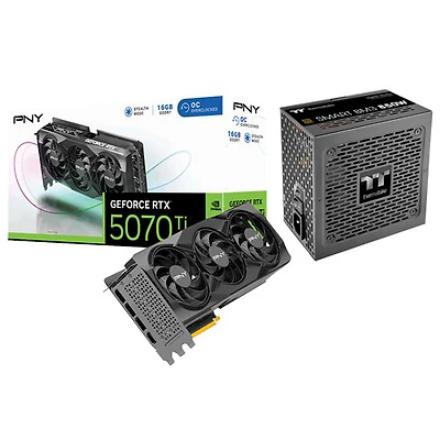 PNY GeForce RTX 5070 Ti OC Triple Fan 16GB GDDR7 Video Card with 850W ATX3.1 Semi-Modular Power Supply