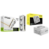 Carte graphique GeForce RTX 5080 Solid Core OC GDDR7 16 Go de ZOTAC Gaming avec bloc d'alimentation entièrement modulaire ATX 1000 W - Blanc