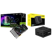 PNY GeForce RTX 5070 Ti ARGB Epic-X RGB OC Triple-Fan 16GB GDDR7 Video Card with 1000-Watt ATX Modular Power Supply