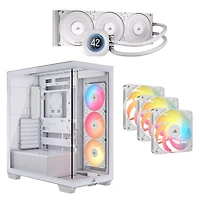 Système de refroidissement liquide de processeur Nautilus 360 RS ACL de Corsair avec tour intermédiaire ATX et trois ventilateurs inversés MID 120 mm - Blanc