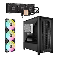 Refroidisseur liquide de processeur 360 mm Nautilus RS ACL de Corsair avec trousse de départ à trois ventilateurs MID 120 mm et tour ATX intermédiaire - Noir