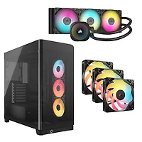 Système de refroidissement liquide de processeur iCUE LINK Titan RX RVB 360 mm de Corsair avec tour ATX et trois ventilateurs inversés MID - Noir