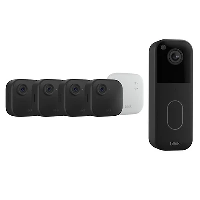 Blink Outdoor 4 Wire-Free 1080p Full HD IP Security Camera System (4 Pack) & 1440p Wi-Fi Video Doorbell