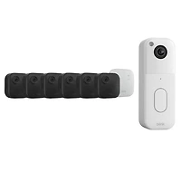 Système de surveillance avec caméras IP sans fil HD intégrale 1080p Outdoor 4 (6 unités) et sonnette vidéo Wi-Fi 1440p de Blink